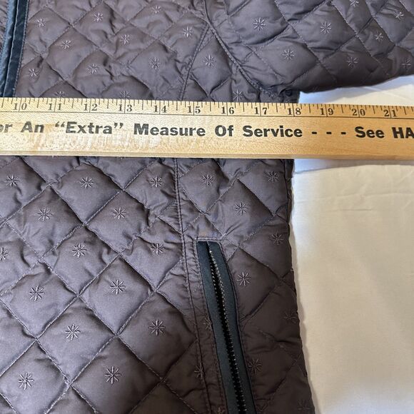 Eddie Bauer Quilted Full Zip Goose Down Embroidered Jacket Coat Sz Small Brown - Picture 10 of 13